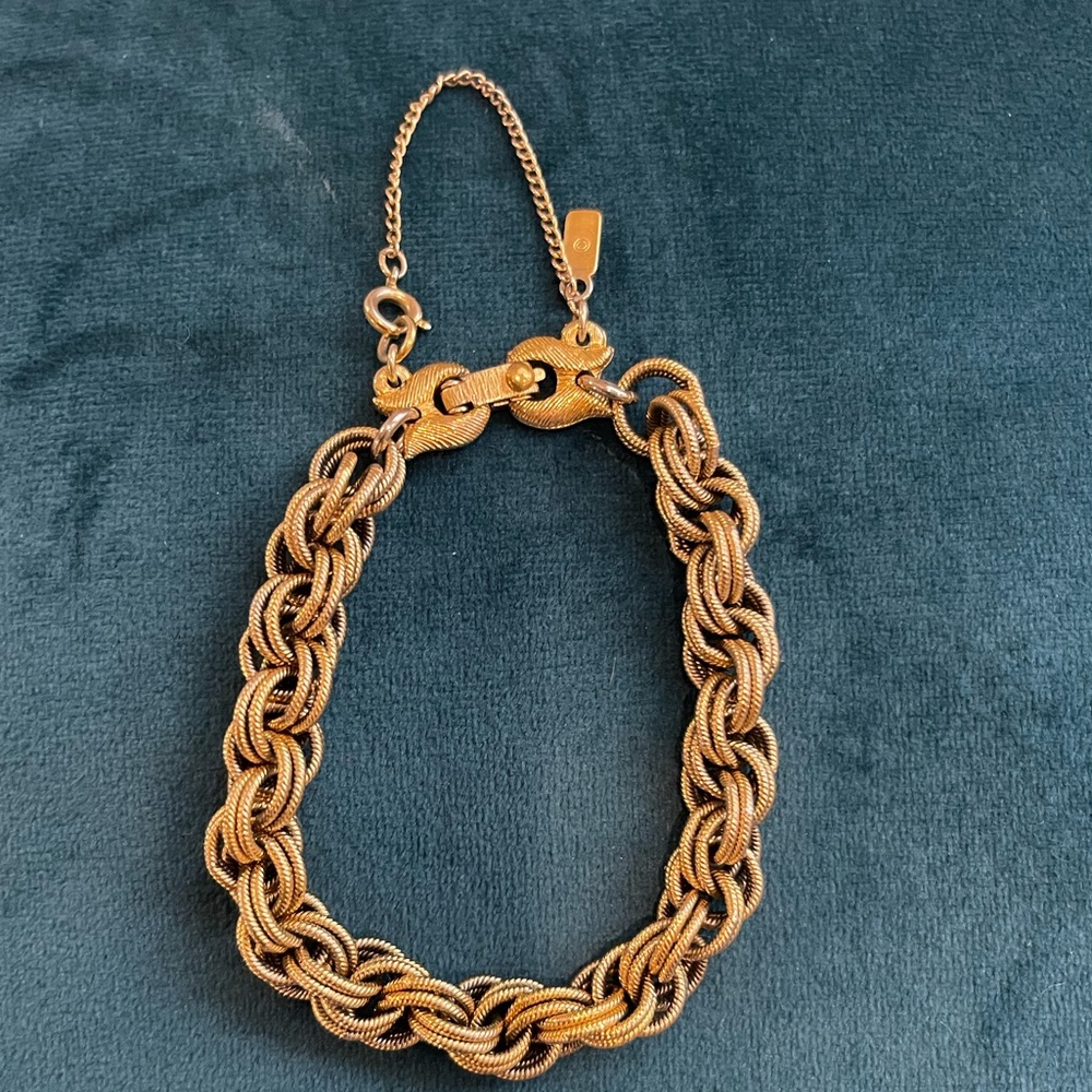Vintage Gold Plated Safety Chain Rope Bracelet